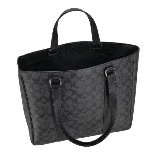 コーチ アウトレット トートバッグ メンズ ハドソン ダブル ハンドル トート・シグネチャー キャンバス ブラック COACH OUTLET CR385 QBMI5 チャコール/ブラック