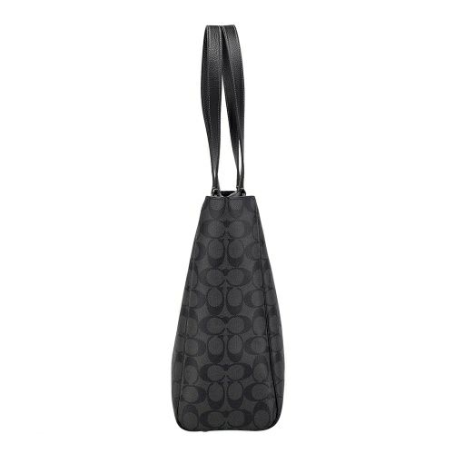 コーチ アウトレット トートバッグ メンズ ハドソン ダブル ハンドル トート・シグネチャー キャンバス ブラック COACH OUTLET CR385 QBMI5 チャコール/ブラック