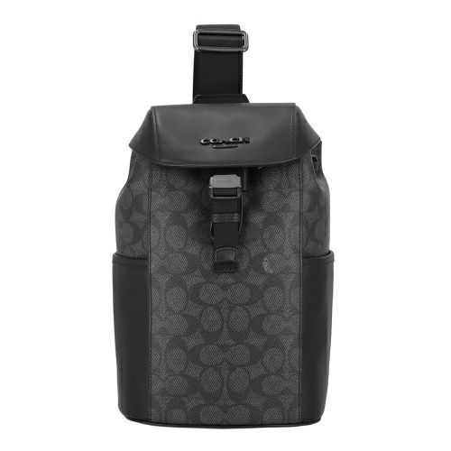 コーチ アウトレット ボディバッグ メンズ レーサー パック・シグネチャー キャンバス ブラック COACH OUTLET CT712 QBMI5 チャコール/ブラック