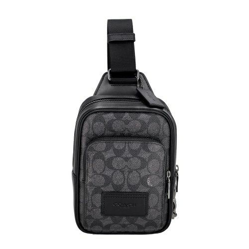 コーチ アウトレット ボディバッグ メンズ シグネチャー ブラック COACH OUTLET CV763 QBMI5 チャコール/ブラック