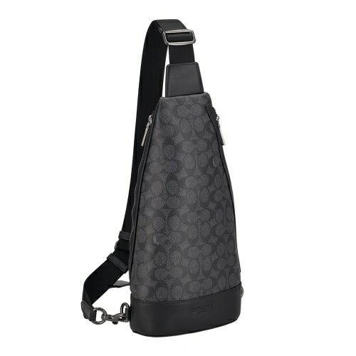 コーチ アウトレット ボディバッグ メンズ ドミニク スリング パック・シグネチャー キャンバス ブラック COACH OUTLET CY801 QBMI5 チャコール ブラック