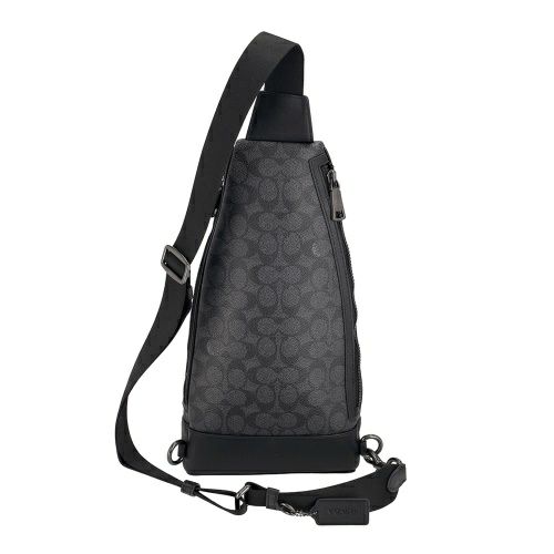 コーチ アウトレット ボディバッグ メンズ ドミニク スリング パック・シグネチャー キャンバス ブラック COACH OUTLET CY801 QBMI5 チャコール ブラック