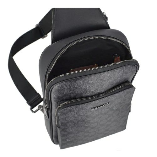 コーチ アウトレット ボディバッグ メンズ イーサン パック・シグネチャー キャンバス ブラック COACH OUTLET CZ393 QBMI5