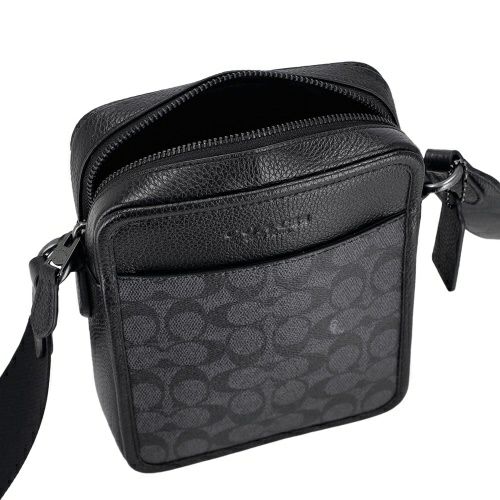 コーチ アウトレット ショルダーバッグ メンズ サリバン クロスボディ バッグ・シグネチャー キャンバス ブラック COACH OUTLET CAT78 QBMI5 チャコール ブラック