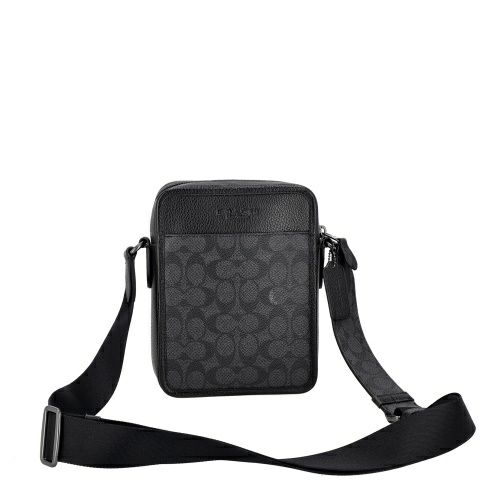 コーチ アウトレット ショルダーバッグ メンズ サリバン クロスボディ バッグ・シグネチャー キャンバス ブラック COACH OUTLET CAT78 QBMI5 チャコール ブラック