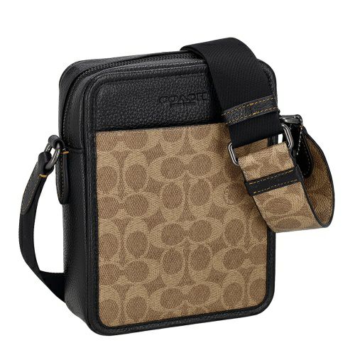 コーチ アウトレット ショルダーバッグ メンズ サリバン クロスボディ バッグ・シグネチャー キャンバス ブラウン COACH OUTLET CAT78 QBNRX タン/ブラック