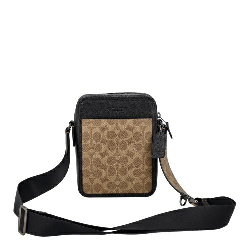 コーチ アウトレット ショルダーバッグ メンズ サリバン クロスボディ バッグ・シグネチャー キャンバス ブラウン COACH OUTLET CAT78 QBNRX タン/ブラック