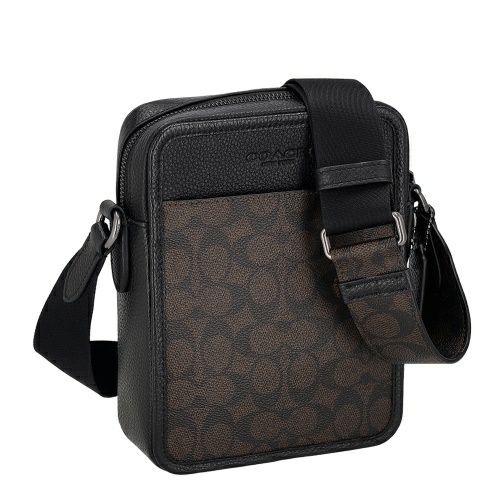 コーチ アウトレット ショルダーバッグ メンズ サリバン クロスボディ バッグ・シグネチャー キャンバス ブラウン COACH OUTLET CAT78 QBXAM ウォルナットブラウン/ブラック