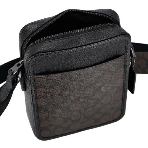 コーチ アウトレット ショルダーバッグ メンズ サリバン クロスボディ バッグ・シグネチャー キャンバス ブラウン COACH OUTLET CAT78 QBXAM ウォルナットブラウン/ブラック