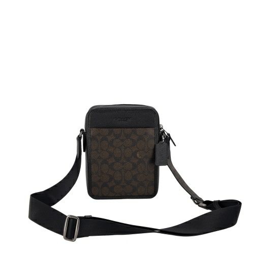 コーチ アウトレット ショルダーバッグ メンズ サリバン クロスボディ バッグ・シグネチャー キャンバス ブラウン COACH OUTLET CAT78 QBXAM ウォルナットブラウン/ブラック