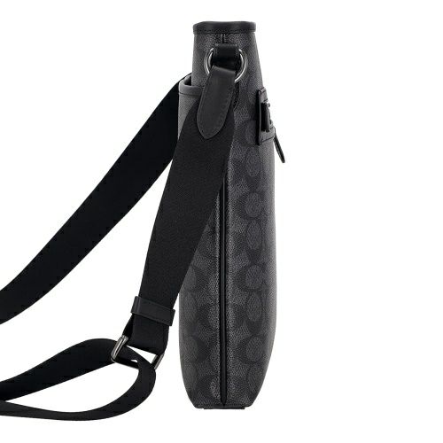コーチ アウトレット ショルダーバッグ メンズ スリム メッセンジャー・シグネチャー ジャカード ブラック COACH OUTLET CW227 QBMI5 チャコール ブラック