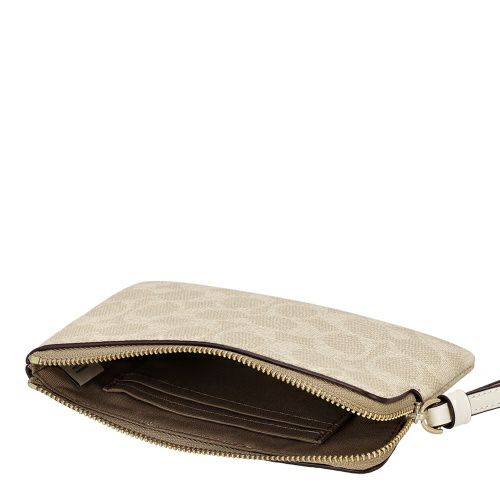 コーチ アウトレット ポーチ レディース コーナー ジップ リストレット・シグネチャー キャンバス・ストライプ ホワイト COACH OUTLET CW854 IMXDM サンド/チョーク