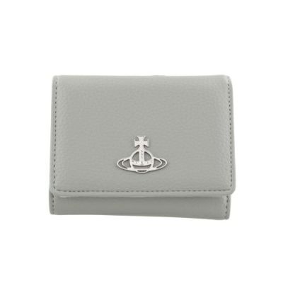 Vivienn  Westwood、クリームシルバー METALLIC CRINKLE 口金三つ折り財布(シルバー)（レディース