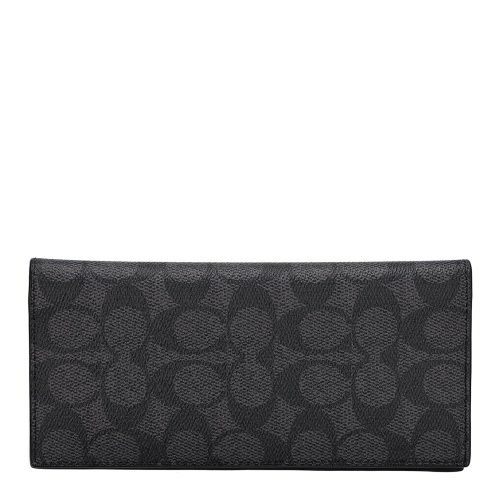 コーチ アウトレット 長財布 メンズ シグネチャー ブラック COACH OUTLET CW371 QBMI5 チャコール ブラック