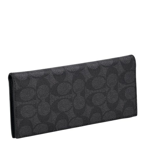 コーチ アウトレット 長財布 メンズ シグネチャー ブラック COACH OUTLET CW371 QBMI5 チャコール ブラック