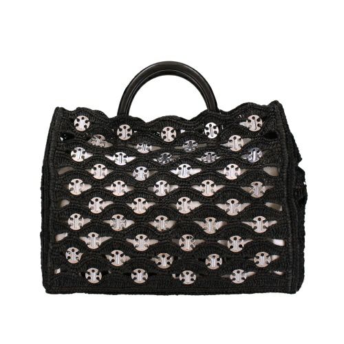 パコ ラバンヌ ハンドバッグ レディース BLACK TOTE BAG IN RAFFIA ブラック PACO RABANNE 25PSS0501NAT041M004 BLACK