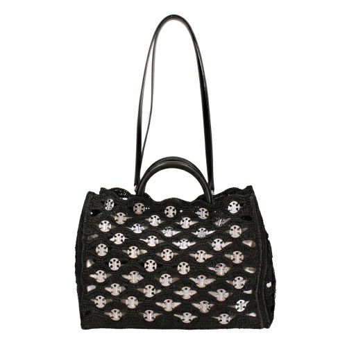 パコ ラバンヌ ハンドバッグ レディース BLACK TOTE BAG IN RAFFIA ブラック PACO RABANNE 25PSS0501NAT041M004 BLACK