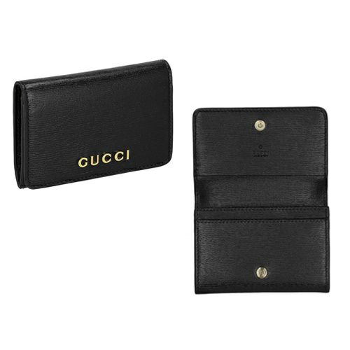 GUCCI 黒 レザー 名刺入れ　グッチ　カードケース グッチ カードケース 名刺入れ レディース GUCCI スクリプト