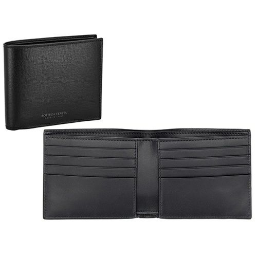 正規品⭐️美品⭐️BOTTEGA VENETA 男女 財布　ボッテガ　二つ折り　黒 ブラックカセット スモール 二つ折りウォレット| Bottega Veneta