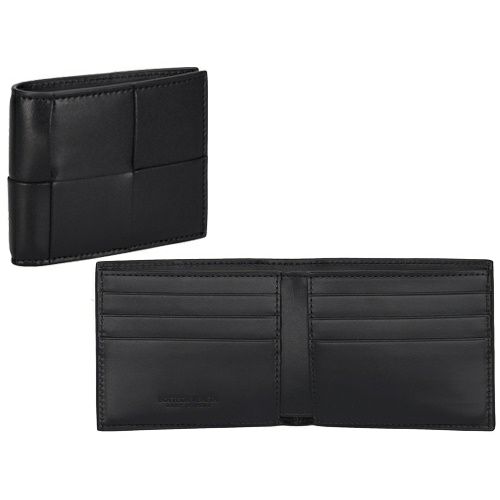 ボッテガヴェネタ 二つ折り財布 メンズ マキシイントレチャート MAXI INTRECCIATO ブラック BOTTEGA VENETA 649603 V47V1 8803