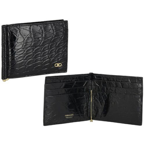 フェラガモ 二つ折り財布 メンズ ブラック FERRAGAMO 661475 776477 NERR