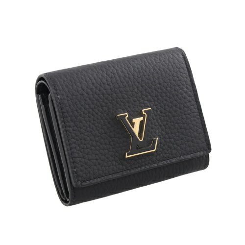 ルイヴィトン 二つ折り財布 トリヨン ポルトフォイユ・カプシーヌ タイニー ブラック LOUIS VUITTON M12149 ノワール