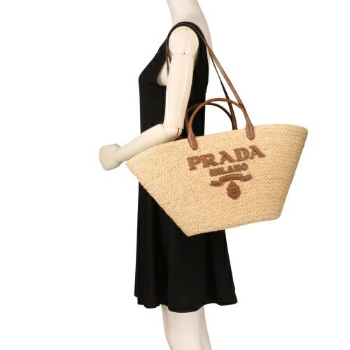 プラダ ショルダーバッグ レディース RAFIA+VITELLO ベージュ PRADA 1BG470 V GOO 2CXQ F0A5T NATURALE+COGNAC