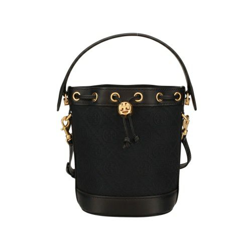 トリーバーチ ショルダーバッグ レディース モノグラム ミニバケットバッグ クロスボディ ドローストリング ブラック TORY BURCH 152130 001
