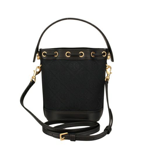 トリーバーチ ショルダーバッグ レディース モノグラム ミニバケットバッグ クロスボディ ドローストリング ブラック TORY BURCH 152130 001
