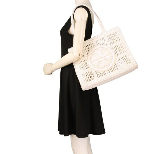 トリーバーチ トートバッグ レディース エラ スモールトート クロシェ ロゴ ホワイト TORY BURCH 158040 100
