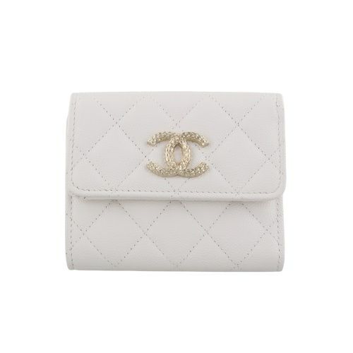 シャネル 三つ折り財布 レディース ココマーク ホワイト CHANEL AP4250 B18212 10601