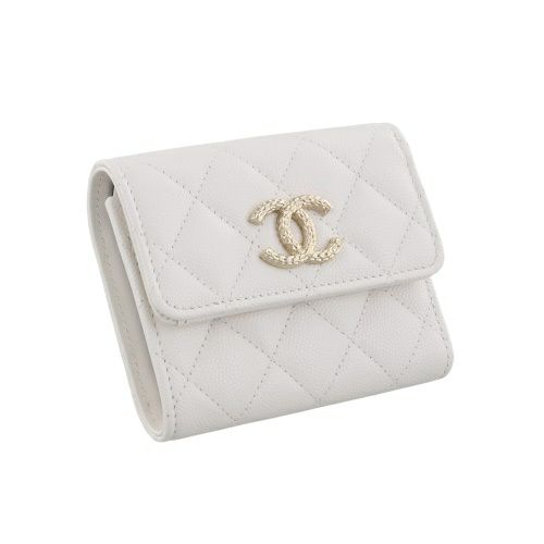 シャネル 三つ折り財布 レディース ココマーク ホワイト CHANEL AP4250 B18212 10601
