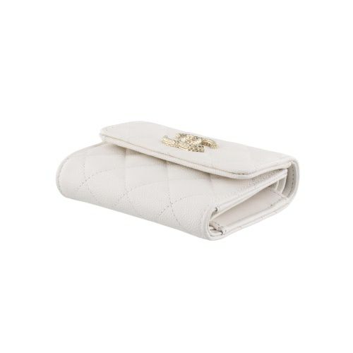 シャネル 三つ折り財布 レディース ココマーク ホワイト CHANEL AP4250 B18212 10601