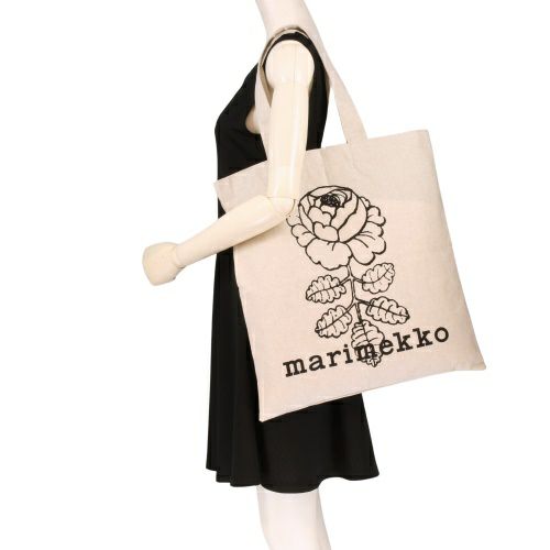 マリメッコ トートバッグ レディース VANKKA VIHKIRUUSU PLACEMENT KIOSKI BAG ホワイト marimekko 094179 890 OFF WHITE/BLACK