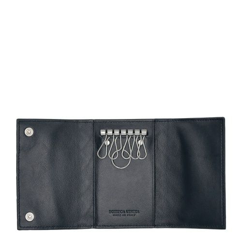 ◆ボッテガヴェネタ◆高級 キーケース レザー 極美品 ネイビー イントレチャート ボッテガヴェネタ キーケース メンズ イントレチャート ネイビー