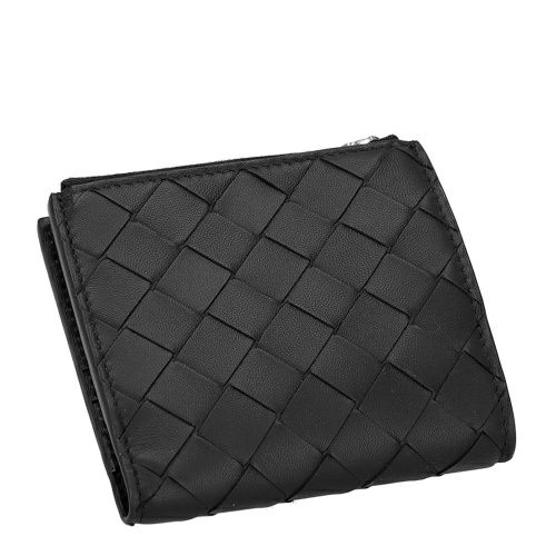 ボッテガヴェネタ 二つ折り財布 レディース イントレチャート ブラック BOTTEGA VENETA 600270 V3UH2 8803