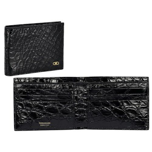 フェラガモ 二つ折り財布 メンズ ブラック FERRAGAMO 661451 776198 NER