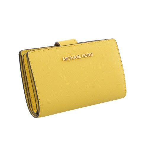 マイケルコース 二つ折り財布 レディース ジェット セット トラベル レザー ビルフォールド ジップ コインウォレット イエロー MICHAEL KORS 35F7GTVF2L DAISY YELLOW