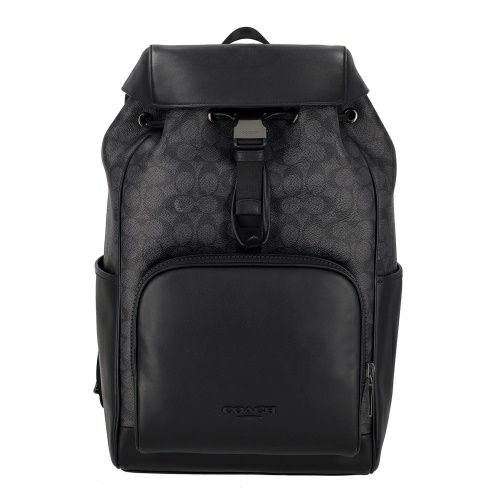 コーチ アウトレット バックパック リュックサック メンズ レーサー バックパック・シグネチャー キャンバス ブラック COACH OUTLET CT707 QBMI5 チャコール/ブラック