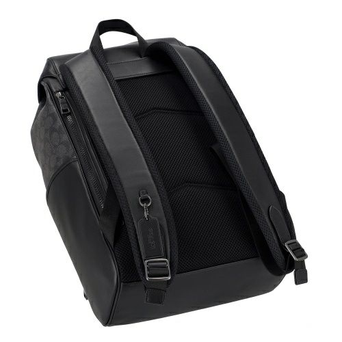 コーチ アウトレット バックパック リュックサック メンズ レーサー バックパック・シグネチャー キャンバス ブラック COACH OUTLET CT707 QBMI5 チャコール/ブラック