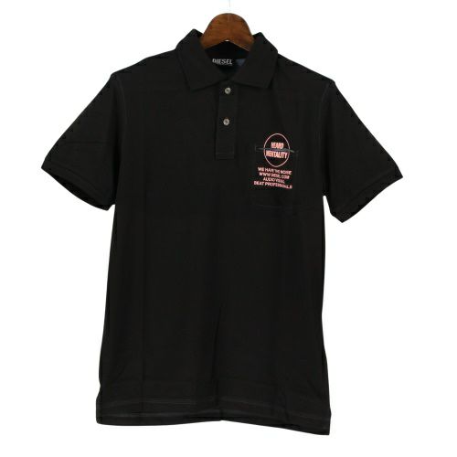 ディーゼル ポロシャツ メンズ T-SPOUCH ブラック DIESEL A08563 0CJAC 900A BK Lサイズ