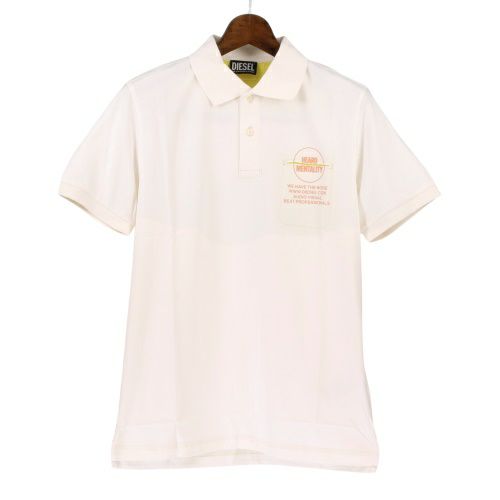 ディーゼル ポロシャツ メンズ T-SPOUCH ホワイト DIESEL A08563 0CJAC 141A IVORY Lサイズ