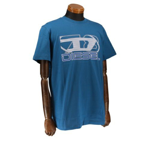 ディーゼル Tシャツ メンズ T-DIEGER-K74 ブルー DIESEL A12502 0GRAI 8NT ターコイズ Mサイズ