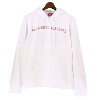 DIESEL クロップドパーカー ホワイト S-MACS-HOOD-OD スウェットパーカーオーバルD｜ホワイト