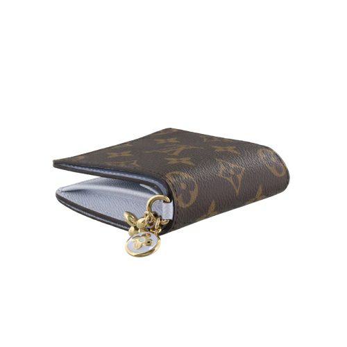 ルイヴィトン 二つ折り財布 モノグラム ポケットウォレット・LV チャーム ブラウン LOUIS VUITTON M14613 アズールブルー