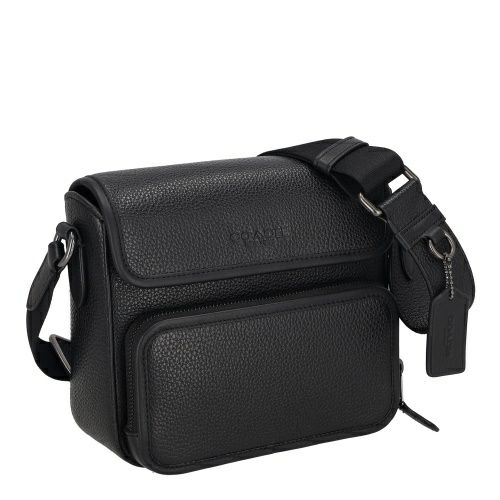 コーチ アウトレット ショルダーバッグ メンズ サリバン フラップ クロスボディ バッグ ブラック COACH OUTLET CY800 QB/BK