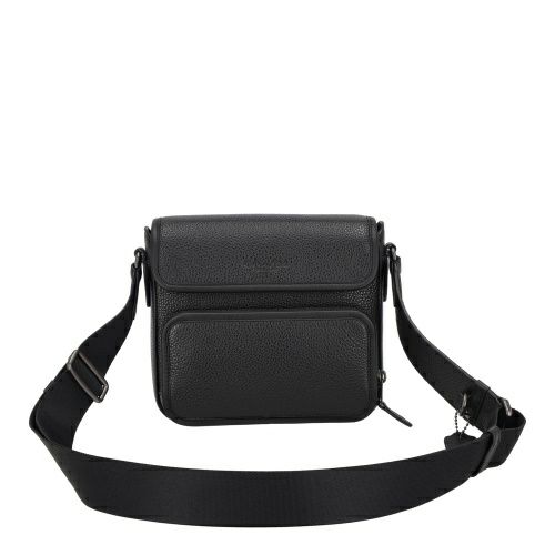 コーチ アウトレット ショルダーバッグ メンズ サリバン フラップ クロスボディ バッグ ブラック COACH OUTLET CY800 QB/BK