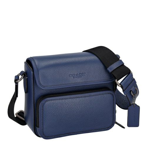 コーチ アウトレット ショルダーバッグ メンズ サリバン フラップ クロスボディ バッグ ブルー COACH OUTLET CY800 QBDEB ディープブルー