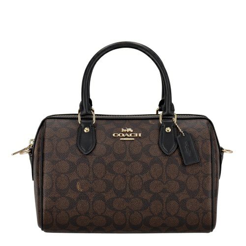 コーチ アウトレット ハンドバッグ レディース ローアン サッチェル バッグ・シグネチャー キャンバス ブラウン COACH OUTLET CV961 IMXAQ ウォルナット/ブラック