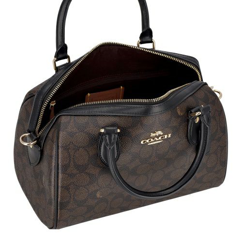 コーチ アウトレット ハンドバッグ レディース ローアン サッチェル バッグ・シグネチャー キャンバス ブラウン COACH OUTLET CV961 IMXAQ ウォルナット/ブラック